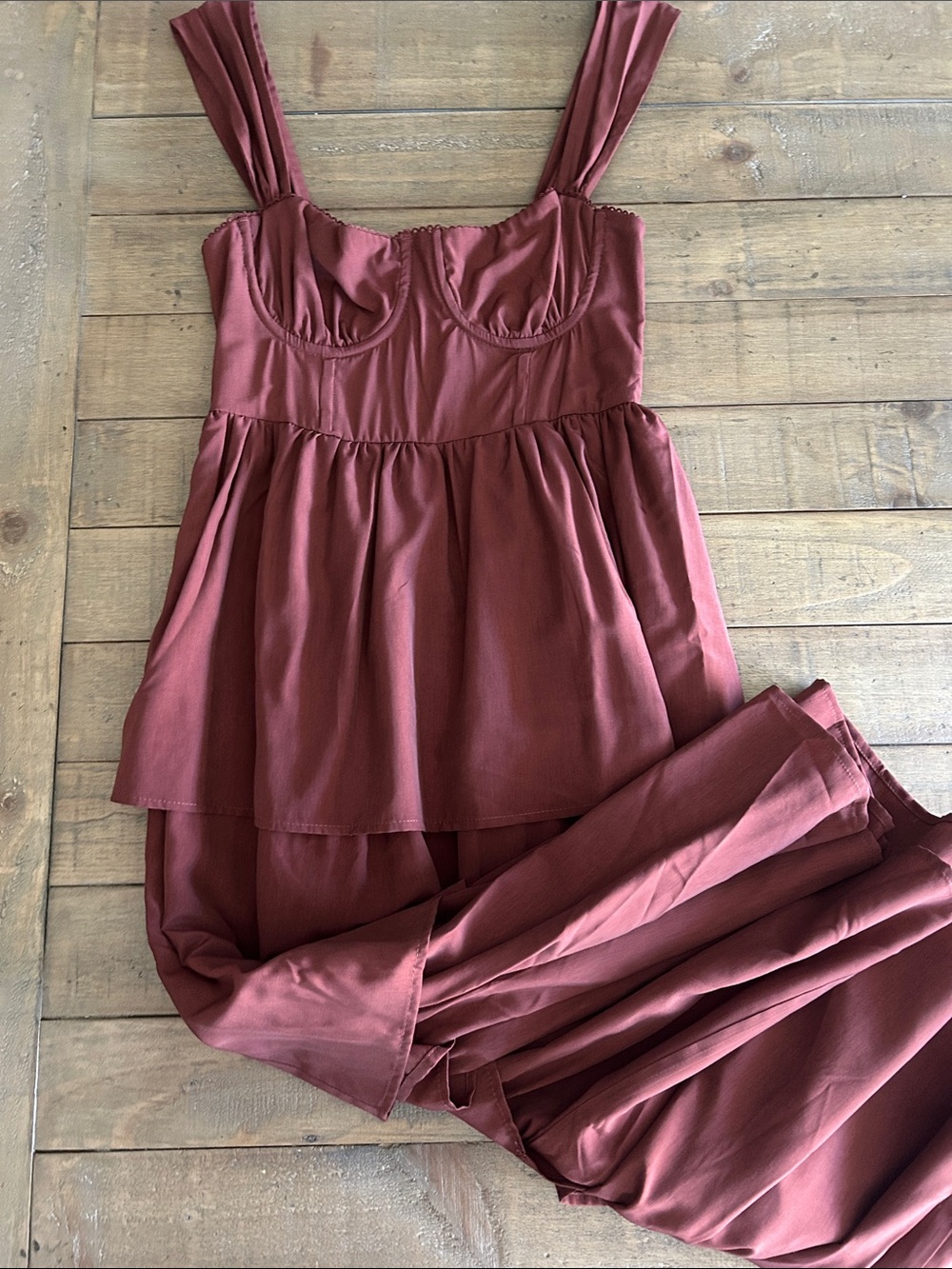 WeWoreWhat Rust Maxi Dress with Tiered Skirt